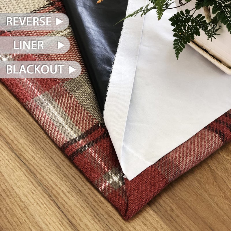 always4u Plaid Curtains 100% Blackout Thermal Energy Saving Drapes for Bedroom Woolen Look Farmhouse Living Room Curtains 2 Panels 54 * 84 Burgundy Red - Image 5